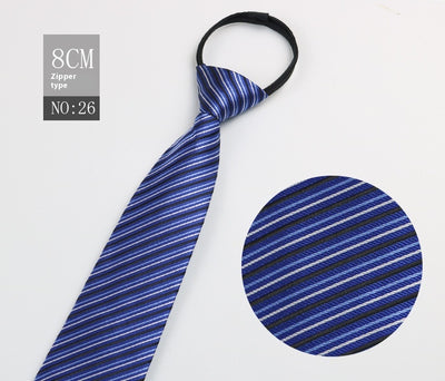 Corbata Negra Rayada Azul con Cierre Rápido - Corbata Ejecutiva Lazy Zip - Image 27