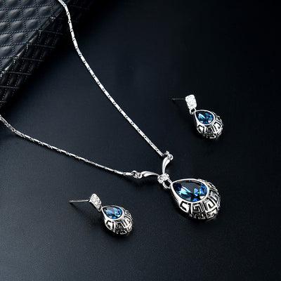 Aretes de Aleación con Circonita Azul - Diseño Elegante y Moderno - Image 3