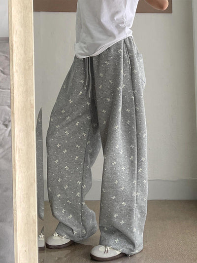 Pantalones de Chándal Vintage con Lazo y Lunares - Pierna Recta Ancha para Mujer - Image 4