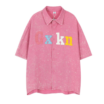Camisa de Mezclilla Desgastada de Manga Corta - Image 5