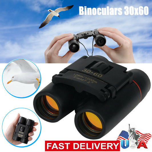 Binoculares 30x60 Compactos Plegables con Zoom para Viajes, Caza y Observación Diurna y Nocturna