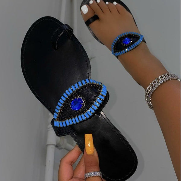 Pantuflas Planas con Cristales de Zafiro - Tallas Grandes Europeas y Americanas - Image 4