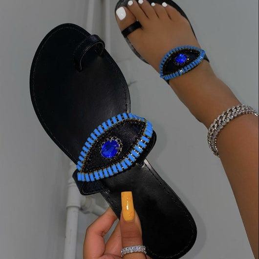 Pantuflas Planas con Cristales de Zafiro - Tallas Grandes Europeas y Americanas - Image 4