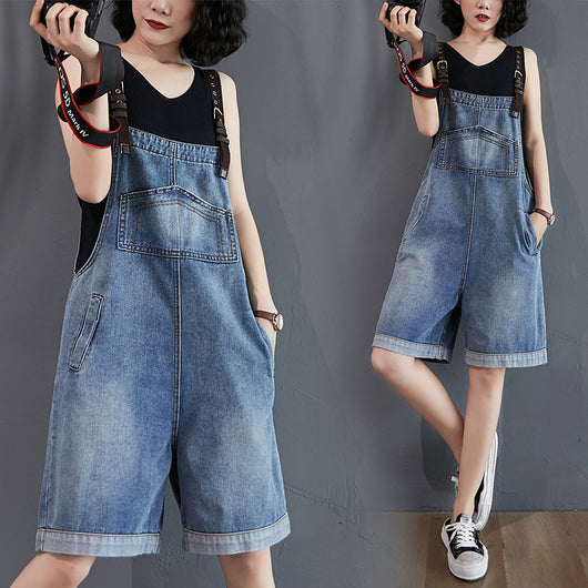 Pantalón Corto Overol Denim Suelto para Mujer - Image 3
