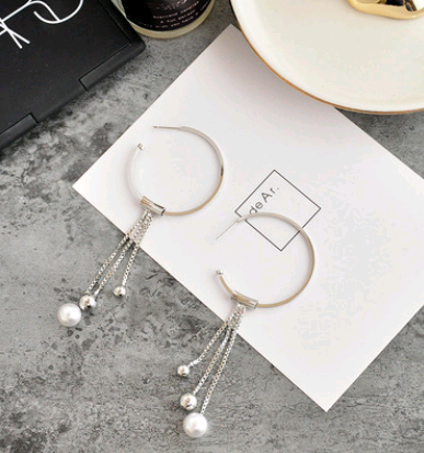 Aretes Geométricos de Plata 925 con Perlas y Borlas - Hipoalergénicos - Image 10