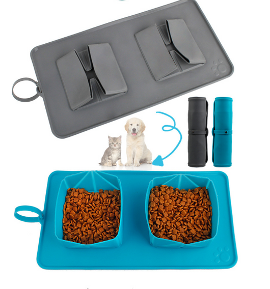 Comedero Doble Plegable para Perros con Bolsa de Terciopelo - Image 4