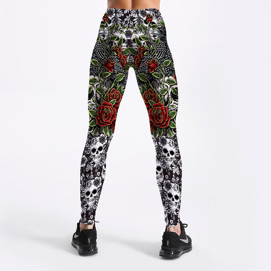 Leggings Deportivos Calaveras Rosas - Yoga y Fitness - Image 4