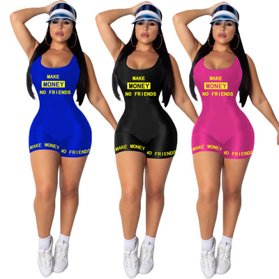 Jumpsuit Deportivo Casual para Mujer Verano sin Mangas con Estampado