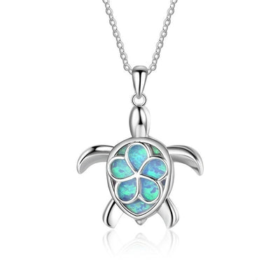 Collar Colgante de Tortuga con Flor Azul en Resina Epoxi para Mujer - Image 10