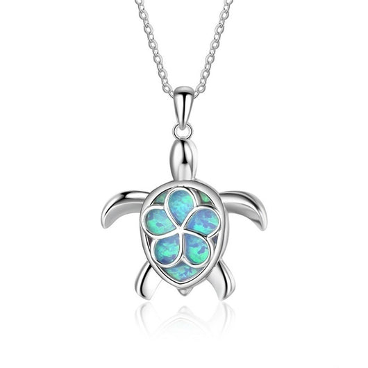 Collar Colgante de Tortuga con Flor Azul en Resina Epoxi para Mujer - Image 10