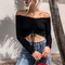 Blusa Manga Larga con Hombros Plisados para Mujer