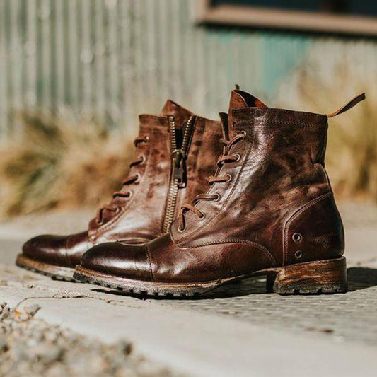 Botas Casuales Retro con Cordones y Tacón Grueso para Hombre - Image 2