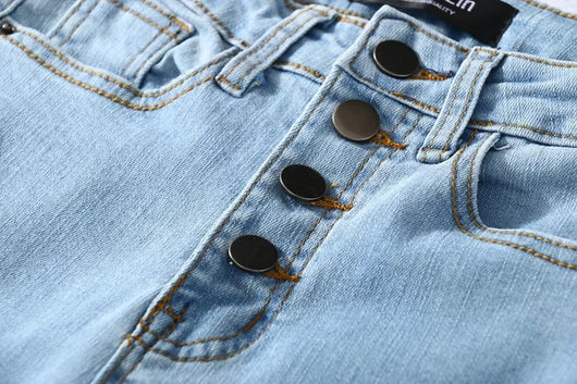 Jeans Clásicos de Talle Alto con Cuatro Botones - Image 3