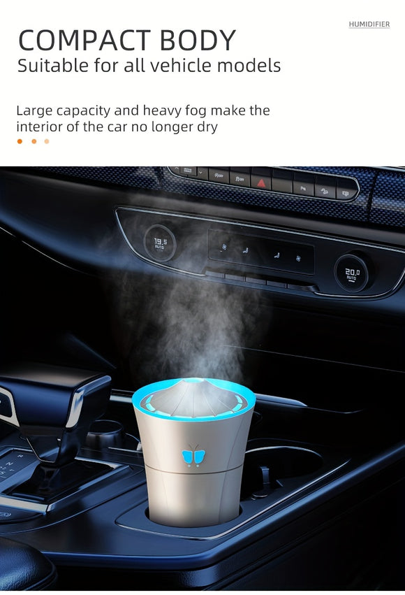 Humidificador de Auto con Luz LED Aromático y Purificador de Aire