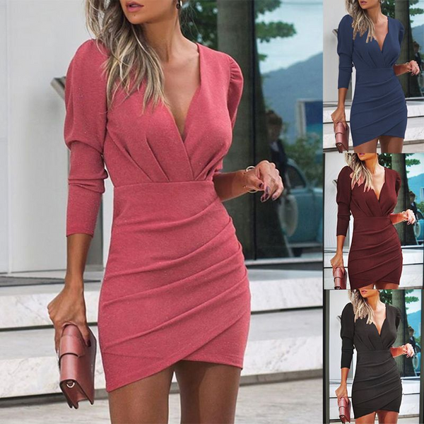Vestido Largo Manga Larga Liso para Mujer - Diseño Versátil y Elegante