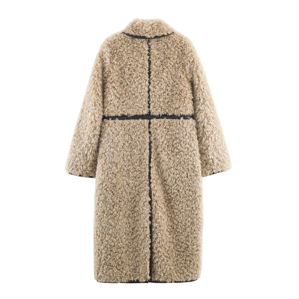 Abrigo Largo de Polar Elegante para Mujer
