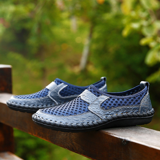 Zapatos de Cuero Hueco con Malla para Hombre - Image 5
