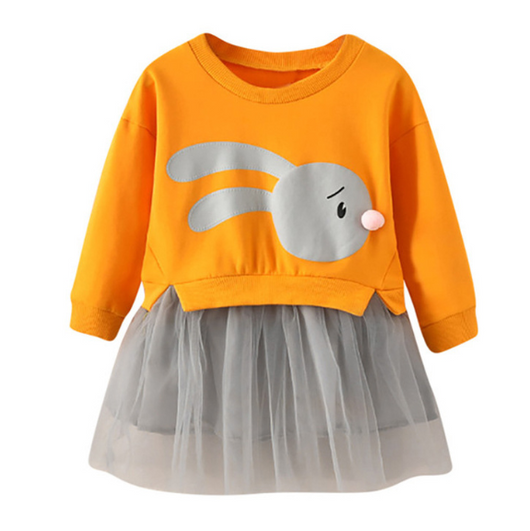 Vestido Princesa Manga Larga para Bebé Niña con Encaje y Diseño Cartoon - Image 4