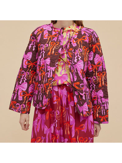 Chaqueta con Lazo Estampado, Cuello Redondo y Cordones Reversible - Image 13