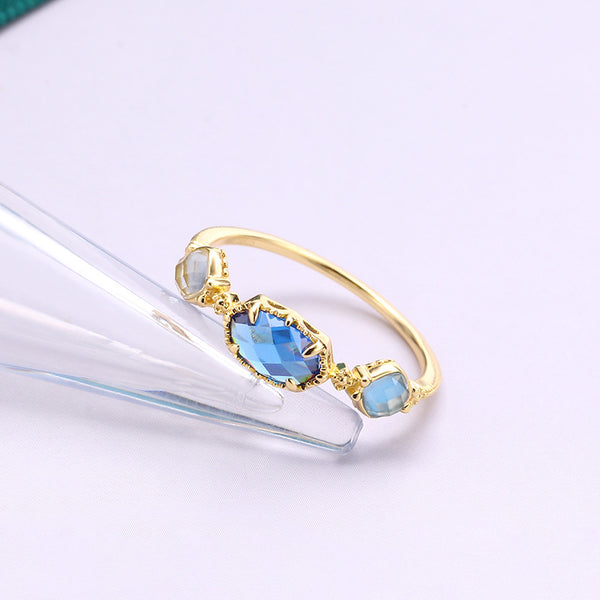 Anillo de Plata S925 con Zafiro Azul, Circón y Topacio Natural - Image 11