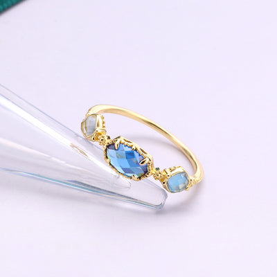 Anillo de Plata S925 con Zafiro Azul, Circón y Topacio Natural - Image 11
