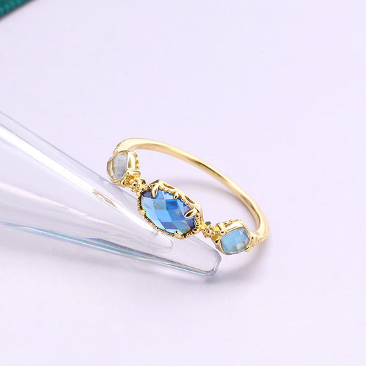 Anillo de Plata S925 con Zafiro Azul, Circón y Topacio Natural - Image 11