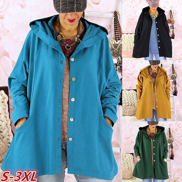 Abrigo Impermeable con Capucha para Mujer - Diseño Liso Elegante