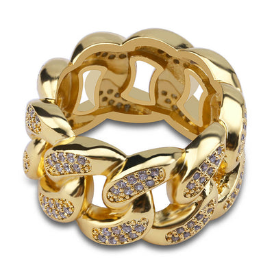 Anillo Cuban Link Dorado Hip Hop Ice Cube para Hombre - Image 2