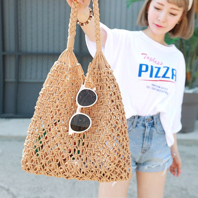Bolsa Tejida de Malla Hueca - Bolso Casual de Paja Transpirable - Image 6