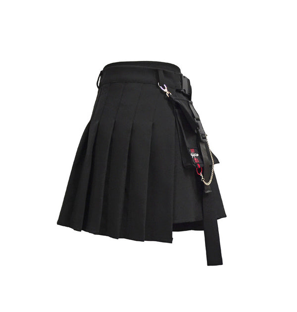 Falda Gótica Harajuku con Cadenas y Bolsillos Irregulares