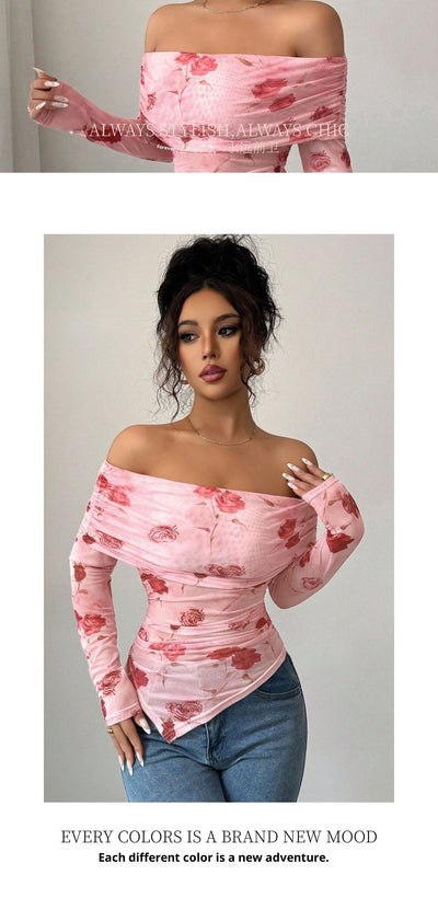 Blusa Asimétrica Ajustada con Volantes y Estampado Versátil - Image 13