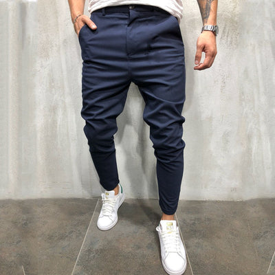 Pantalones Casuales Slim Fit en Tela Tejida Color Sólido para Hombre - Image 11