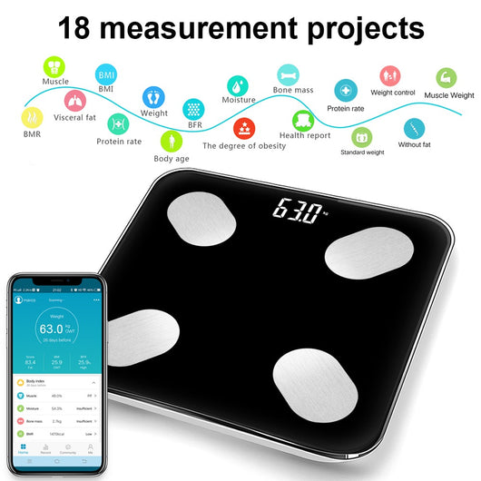 Báscula Inteligente de Grasa Corporal con Bluetooth