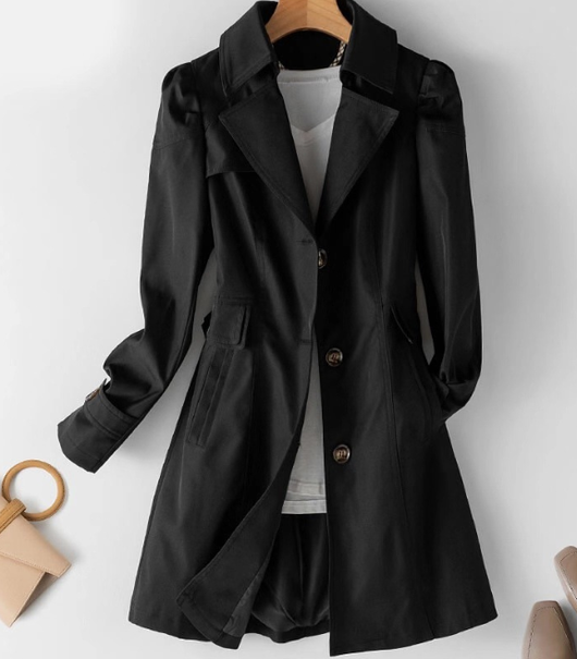Abrigo Trench Coat Mujer Primavera Otoño Estilo Coreano Ajustado Largo - Image 5