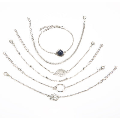 Juego de 6 Pulseras de Piedra con Hojas de Loto - Diseño Trendy Europa y Estados Unidos - Image 3