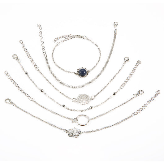 Juego de 6 Pulseras de Piedra con Hojas de Loto - Diseño Trendy Europa y Estados Unidos - Image 3