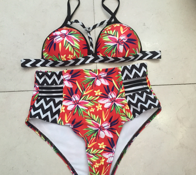 Bikini de Cintura Alta Estampado Multicolor - Traje de Baño Sexy para Mujer - Image 4