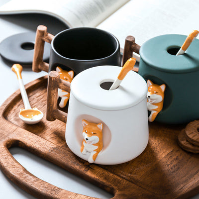 Taza de Cerámica Shiba Inu y Corgi para Parejas - Image 4