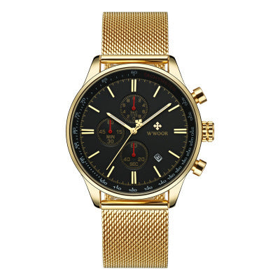 Reloj Deportivo Multifunción WWOOR con Tres Esferas y Seis Agujas - Correa de Malla - Image 2