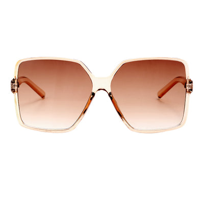 White large frame retro sunglasses with dark gray lenses, shown against a clean white background. - Image 3