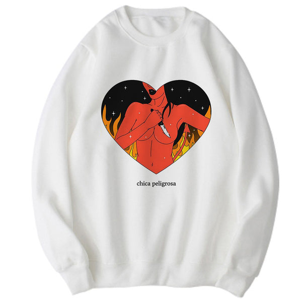 Suéter Harajuku Retro Talla Grande Manga Larga