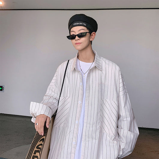 Camisa Manga Larga Rayas Coreana para Hombre - Estilo Moderno y Elegante - Image 5
