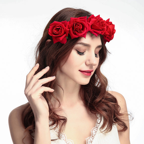 Diadema Corona de Rosas Terciopelo para Sesiones Fotográficas