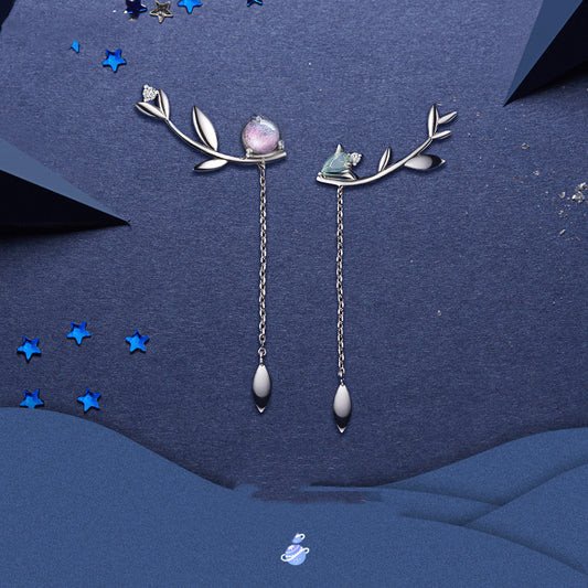 Aretes de Botón Floral Morado Noche Estrellada