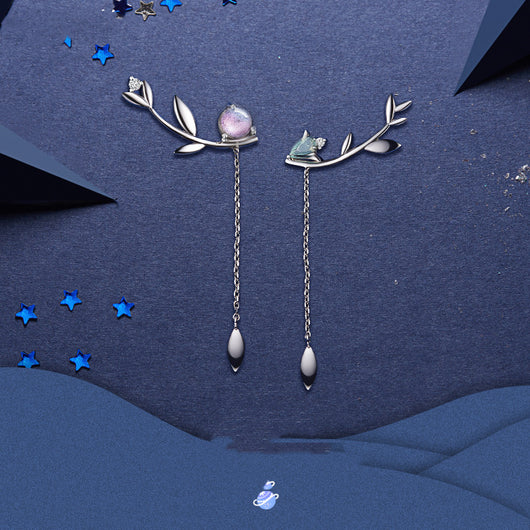 Aretes de Botón Floral Morado Noche Estrellada