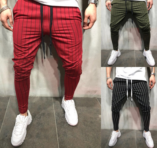 Pantalones de jogging para hombre con rayas y cordón ajustable