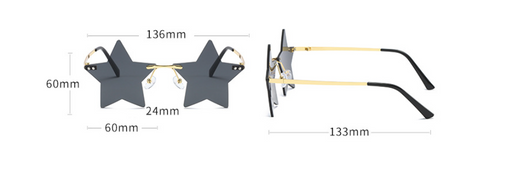 Rimless star fashion sunglasses with bright yellow lenses and gold-colored metal frames, featuring black earpieces. - Image 7