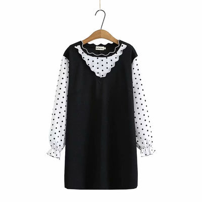 Vestido Largo Bicolor Manga Larga Primavera Talla Grande - Image 19