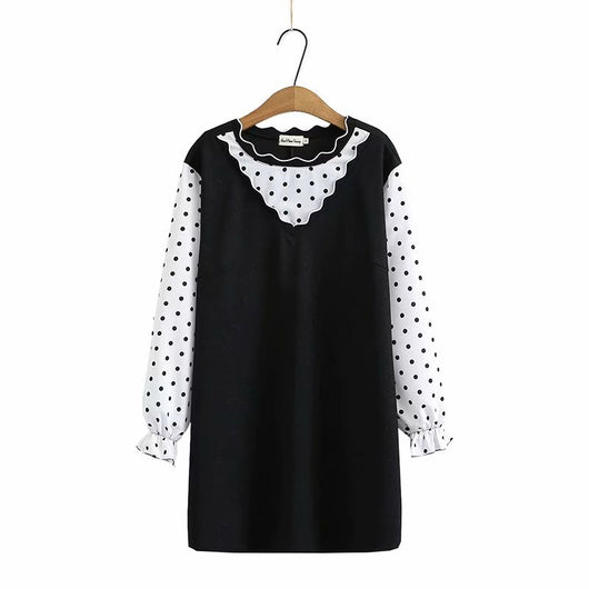 Vestido Largo Bicolor Manga Larga Primavera Talla Grande - Image 19