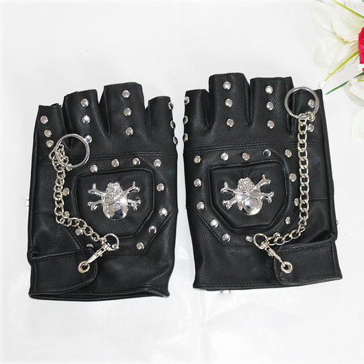 Guantes de Cuero PU Punk Hip-Hop con Remaches Dedos Cortados - Image 6